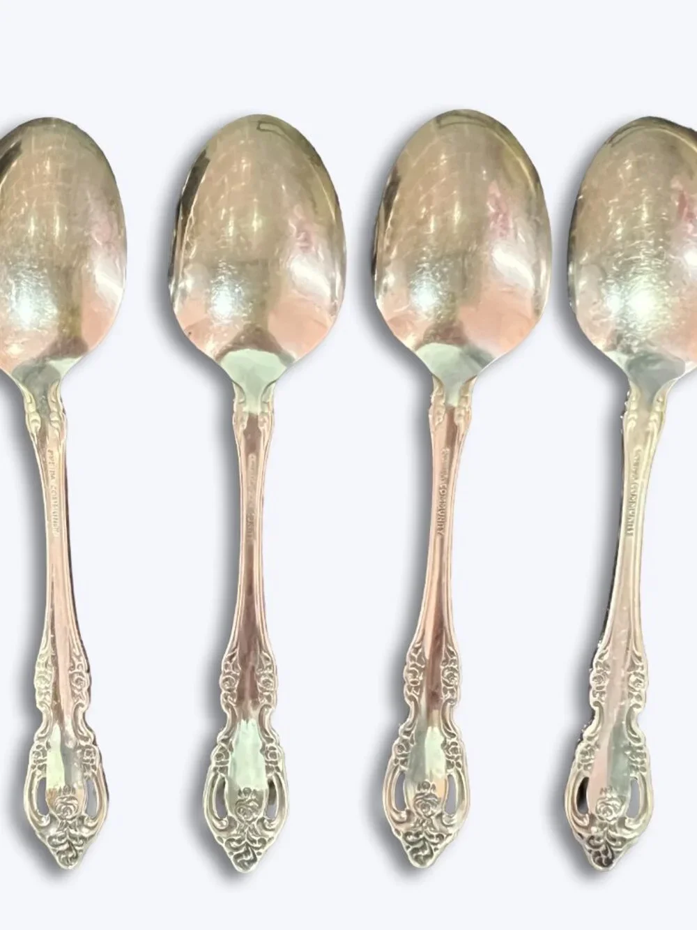 Oneida Community Brahms Stainless Oval Place Soup Spoons 6 7/8 Set of 8 Floral